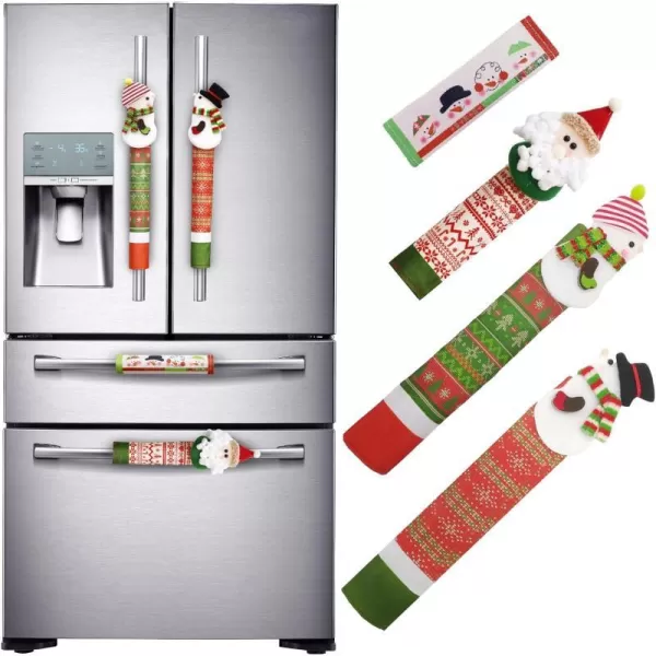 OurWarm Christmas Refrigerator Handle Covers Set of 4 Christmas Kitchen Decor Nutcracker Fridge Door Handle Cover Appliance Handle Covers for Christmas Decorations4pcs Snowman Couple