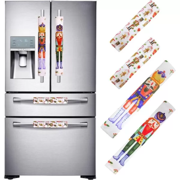 OurWarm Christmas Refrigerator Handle Covers Set of 4 Christmas Kitchen Decor Nutcracker Fridge Door Handle Cover Appliance Handle Covers for Christmas Decorations4pcs Nutcracker