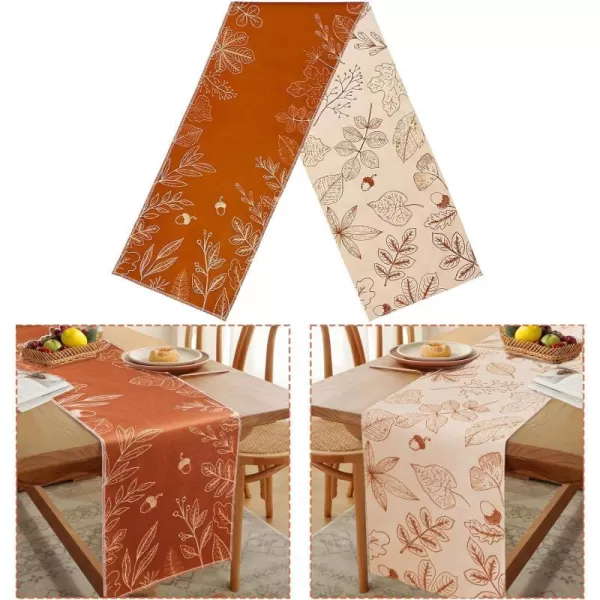 OurWarm Fall Table Runner 72 Inches Long Double Sided Eucalyptus Leaves Table Runners Harvest Thanksgiving Table Runners Holiday Dining Room Kitchen Table Party Decorations 13 x 72 Inch13inches x 72 Inches