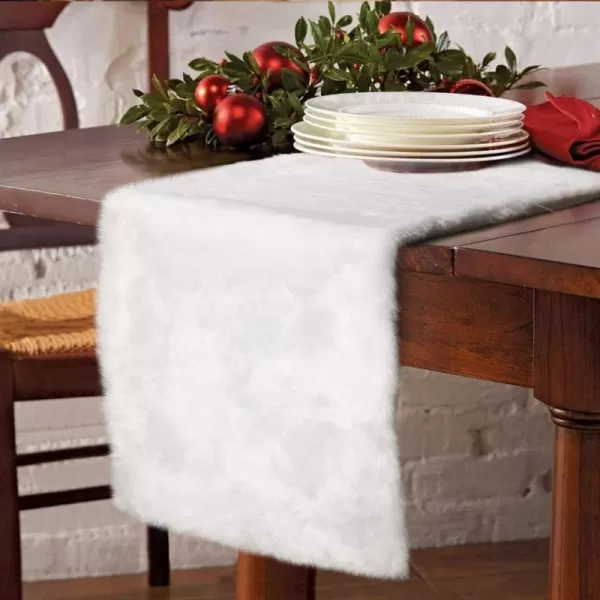 OurWarm Luxury Christmas Table Runner Snowy White Faux Fur Table Runner for Christmas Table Decorations 15 x 72 InchOurWarm Luxury Christmas Table Runner Snowy White Faux Fur Table Runner for Christmas Table Decorations 15 x 72 Inch