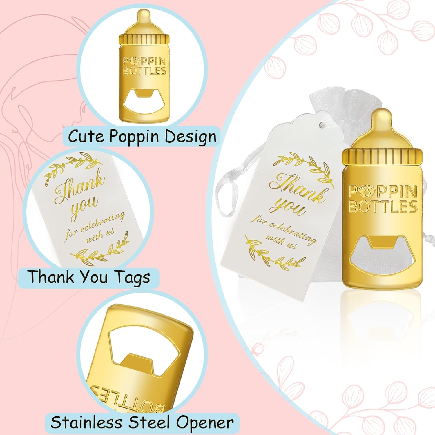 OurWarm 30pcs Key Bottle Opener Wedding Favors with Tags Rose Gold Skeleton Key Bottle Opener Favors for Bridal Shower Party Wedding Decorations or Souvenirs for Guests Bulk 3 StylesGold