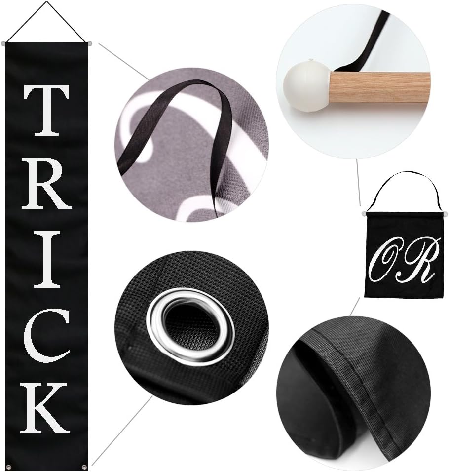 PartyTalk 3pcs Trick or Treat Halloween Banner Outdoor Halloween Hanging Sign for Home Office Porch Front Door Indoor amp Outdoor Halloween Decorations Waterproof Sun amp Wind ResistantPartyTalk 3pcs Trick or Treat Halloween Banner Outdoor Halloween Hanging Sign for Home Office Porch Front Door Indoor amp Outdoor Halloween Decorations Waterproof Sun amp Wind Resistant