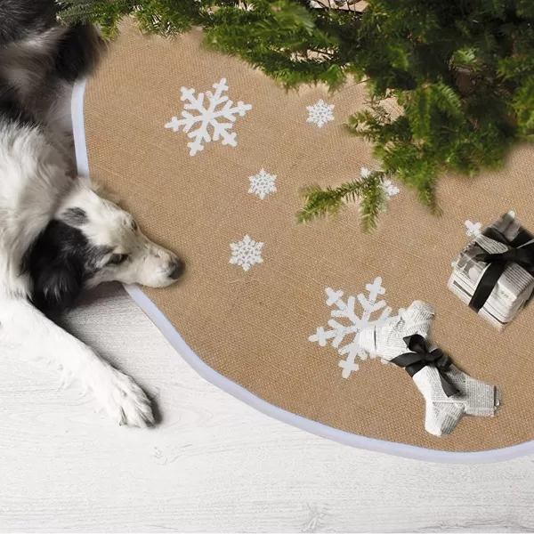 Aytai Christmas Tree Skirt 48 Inch Rustic Tree Skirts White Snowflake Printed Christmas Decorations Indoor OutdoorAytai Christmas Tree Skirt 48 Inch Rustic Tree Skirts White Snowflake Printed Christmas Decorations Indoor Outdoor