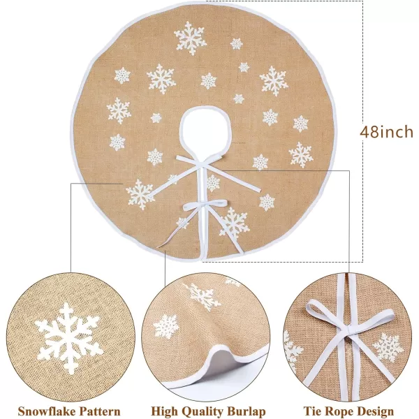 Aytai Christmas Tree Skirt 48 Inch Rustic Tree Skirts White Snowflake Printed Christmas Decorations Indoor OutdoorAytai Christmas Tree Skirt 48 Inch Rustic Tree Skirts White Snowflake Printed Christmas Decorations Indoor Outdoor