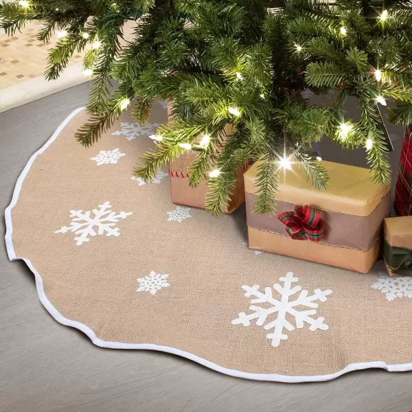 Aytai Christmas Tree Skirt 48 Inch Rustic Tree Skirts White Snowflake Printed Christmas Decorations Indoor OutdoorAytai Christmas Tree Skirt 48 Inch Rustic Tree Skirts White Snowflake Printed Christmas Decorations Indoor Outdoor