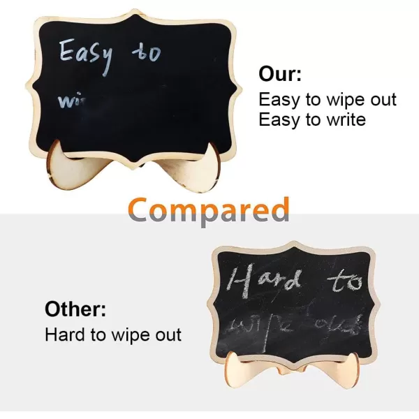 OurWarm 20 Pack Mini Chalkboard Signs for Food Small Wood Chalkboard Labels with Easel Stand for Wedding Signs Food Signs Message Board Place CardsSinglesided