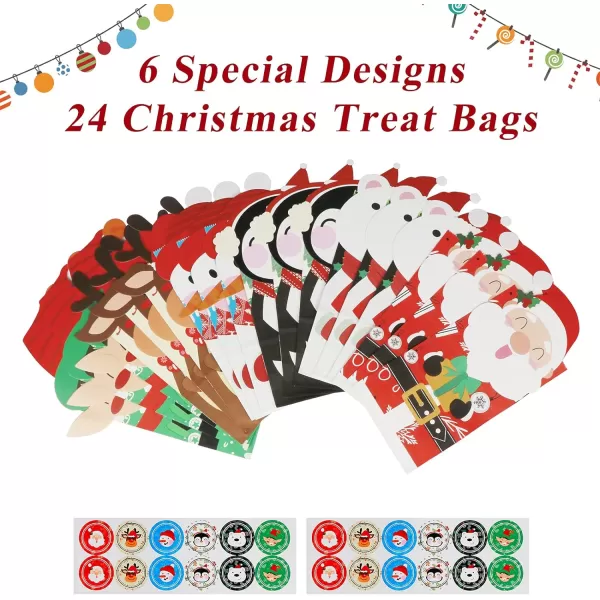 OurWarm 24pcs Christmas Goody Bags DieCut Pattern Small Christmas Paper Treat Bags for Gifts Candies Cookies Xmas Party Bags with Stickers for Winter Holiday Christmas Party SuppliesOurWarm 24pcs Christmas Goody Bags DieCut Pattern Small Christmas Paper Treat Bags for Gifts Candies Cookies Xmas Party Bags with Stickers for Winter Holiday Christmas Party Supplies