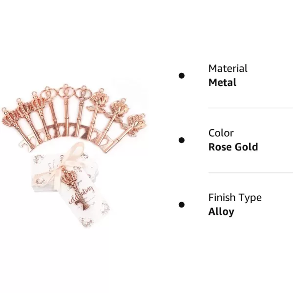 OurWarm 30pcs Key Bottle Opener Wedding Favors with Tags Rose Gold Skeleton Key Bottle Opener Favors for Bridal Shower Party Wedding Decorations or Souvenirs for Guests Bulk 3 StylesRose Gold
