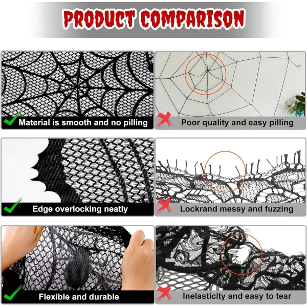 OurWarm 40Inch Black Spider Halloween Table Topper Cloth Round Lace Polyester Table Cloth for Halloween Table DecorationsOurWarm 40Inch Black Spider Halloween Table Topper Cloth Round Lace Polyester Table Cloth for Halloween Table Decorations