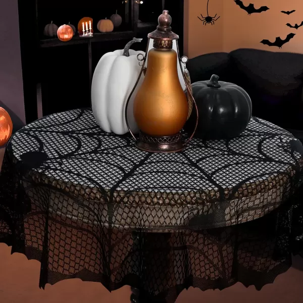 OurWarm 40Inch Black Spider Halloween Table Topper Cloth Round Lace Polyester Table Cloth for Halloween Table DecorationsOurWarm 40Inch Black Spider Halloween Table Topper Cloth Round Lace Polyester Table Cloth for Halloween Table Decorations