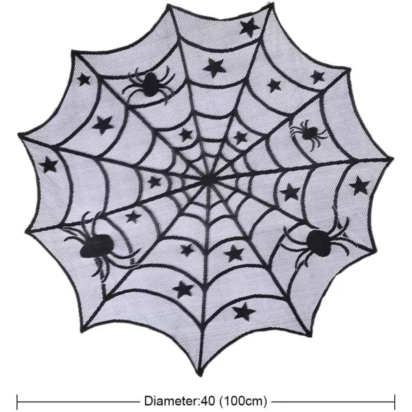 OurWarm 40Inch Black Spider Lace Table Topper Cloth Round Polyester Halloween Tablecloth for Halloween Table DecorationsOurWarm 40Inch Black Spider Lace Table Topper Cloth Round Polyester Halloween Tablecloth for Halloween Table Decorations