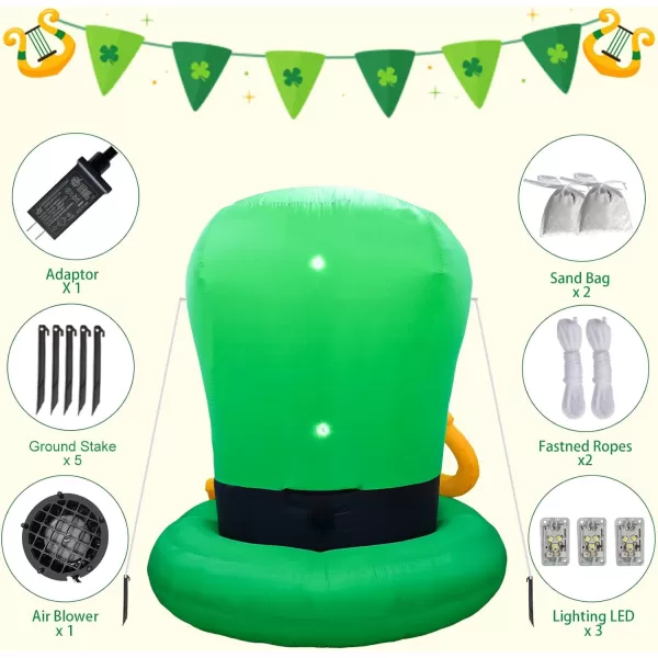 OurWarm 6Ft St Patricks Day Inflatables Hat Outdoor Decorations Blow Up Leprechaun Hat with Gold Coins and Horseshoe Saint Patricks Day Inflatable with Builtin LED Lights for Yard Garden Lawn DecorOurWarm 6Ft St Patricks Day Inflatables Hat Outdoor Decorations Blow Up Leprechaun Hat with Gold Coins and Horseshoe Saint Patricks Day Inflatable with Builtin LED Lights for Yard Garden Lawn Decor