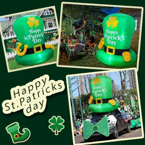 OurWarm 6Ft St Patricks Day Inflatables Hat Outdoor Decorations Blow Up Leprechaun Hat with Gold Coins and Horseshoe Saint Patricks Day Inflatable with Builtin LED Lights for Yard Garden Lawn DecorOurWarm 6Ft St Patricks Day Inflatables Hat Outdoor Decorations Blow Up Leprechaun Hat with Gold Coins and Horseshoe Saint Patricks Day Inflatable with Builtin LED Lights for Yard Garden Lawn Decor