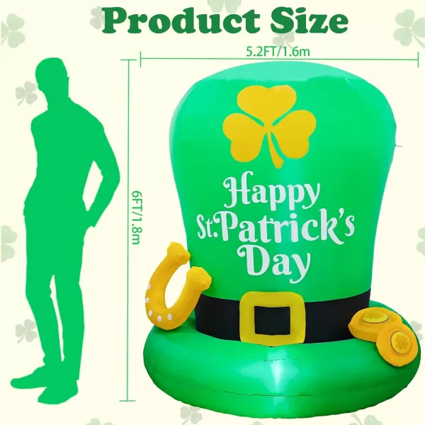 OurWarm 6Ft St Patricks Day Inflatables Hat Outdoor Decorations Blow Up Leprechaun Hat with Gold Coins and Horseshoe Saint Patricks Day Inflatable with Builtin LED Lights for Yard Garden Lawn DecorOurWarm 6Ft St Patricks Day Inflatables Hat Outdoor Decorations Blow Up Leprechaun Hat with Gold Coins and Horseshoe Saint Patricks Day Inflatable with Builtin LED Lights for Yard Garden Lawn Decor