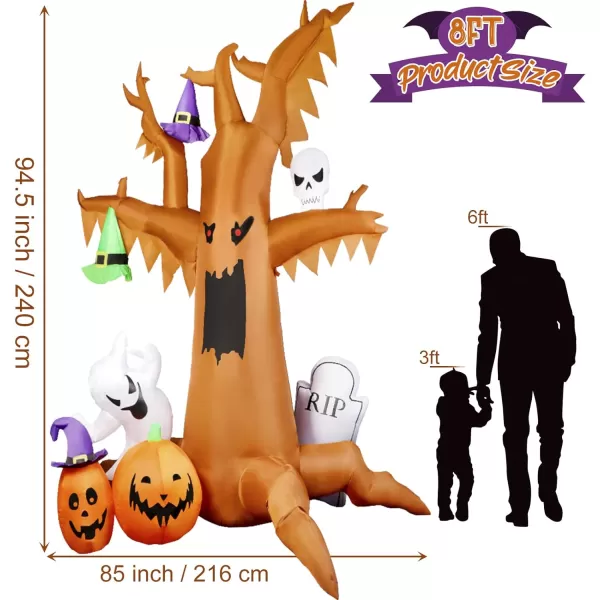 OurWarm 8FT Scary Halloween Inflatable Dead Tree with Ghost Pumpkins Tombstone Blow Up Inflatable Halloween Decor with Builtin LEDs for Halloween Party Indoor Outdoor Yard Garden Lawn DecorationOurWarm 8FT Scary Halloween Inflatable Dead Tree with Ghost Pumpkins Tombstone Blow Up Inflatable Halloween Decor with Builtin LEDs for Halloween Party Indoor Outdoor Yard Garden Lawn Decoration