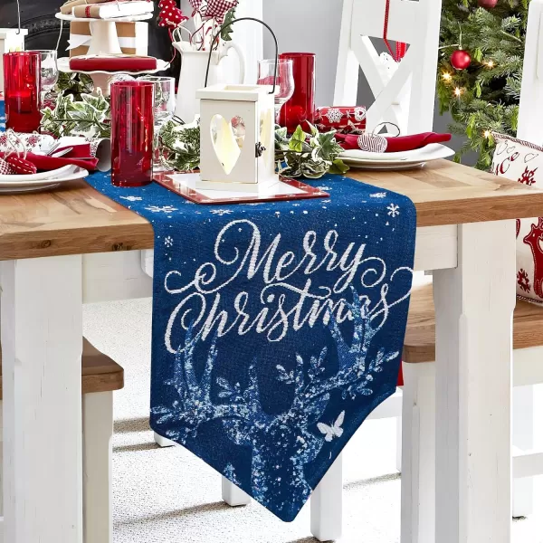 OurWarm Blue Snowflake Christmas Table Runner Holiday Christmas Table Runners 72 inches Long Christmas Runner for Table Dining Kitchen Blue Christmas DecorationsBlue