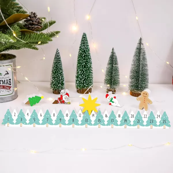 OurWarm Christmas Advent Calendar 2023 Decorations 24 days Dimity Burlap Gift Bags Favors for Christms Toys Home Decor 63 x 43 Christmas Tree Santa Claus Christmas SnowmanWood