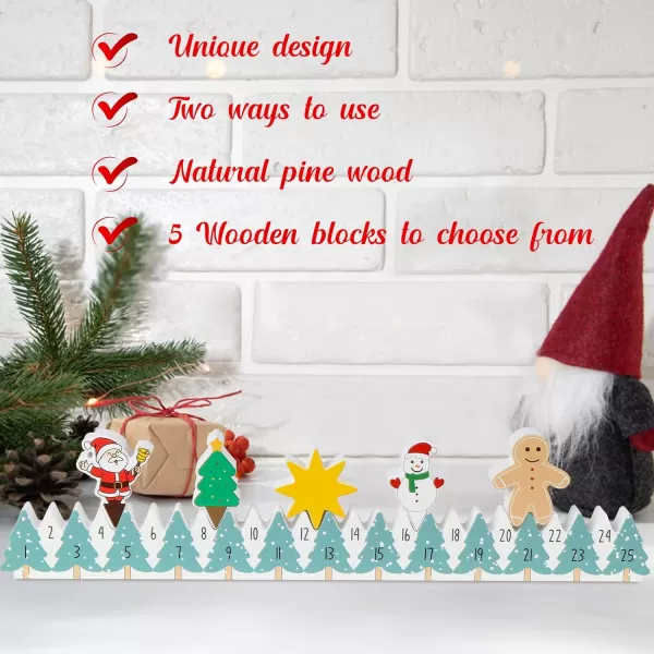 OurWarm Christmas Advent Calendar 2023 Decorations 24 days Dimity Burlap Gift Bags Favors for Christms Toys Home Decor 63 x 43 Christmas Tree Santa Claus Christmas SnowmanWood