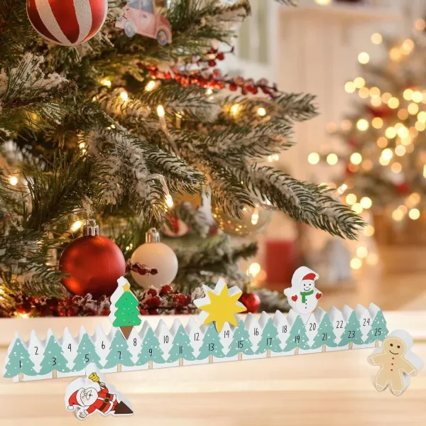 OurWarm Christmas Advent Calendar 2023 Decorations 24 days Dimity Burlap Gift Bags Favors for Christms Toys Home Decor 63 x 43 Christmas Tree Santa Claus Christmas SnowmanWood