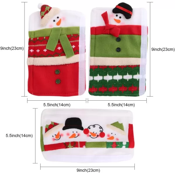 OurWarm Christmas Fridge Handle Covers Set of 3 Santa Snowman Fridge Door Handle Cover Kitchen Appliance Handle Covers for Christmas Decorations3 PCS