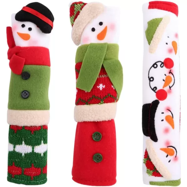 OurWarm Christmas Fridge Handle Covers Set of 3 Santa Snowman Fridge Door Handle Cover Kitchen Appliance Handle Covers for Christmas Decorations3 PCS