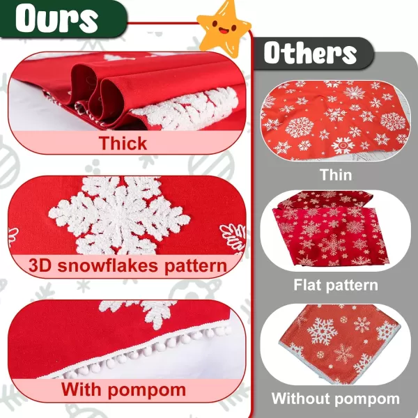 OurWarm Christmas Table Runner 72 Inches Long Red Table Runner with 3D Snowflake Christmas Runner Holiday Table Runners for Christmas Dining Table DecorationsOurWarm Christmas Table Runner 72 Inches Long Red Table Runner with 3D Snowflake Christmas Runner Holiday Table Runners for Christmas Dining Table Decorations