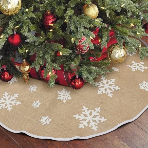 OurWarm Christmas Tree Skirt 30 Inch Burlap Tree Skirt Printed with White Snowflake Vintage Christmas Tree Decorations Small Tree Skirt for Holiday New Year Xmas Party Supply Indoor OutdoorOurWarm Christmas Tree Skirt 30 Inch Burlap Tree Skirt Printed with White Snowflake Vintage Christmas Tree Decorations Small Tree Skirt for Holiday New Year Xmas Party Supply Indoor Outdoor