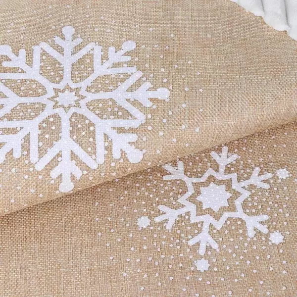 OurWarm Christmas Tree Skirt 48inch White Snowflake Fur Burlap Tree Skirt for Xmas Decor Festive Holiday Decorations Indoor OutdoorSingle Sided