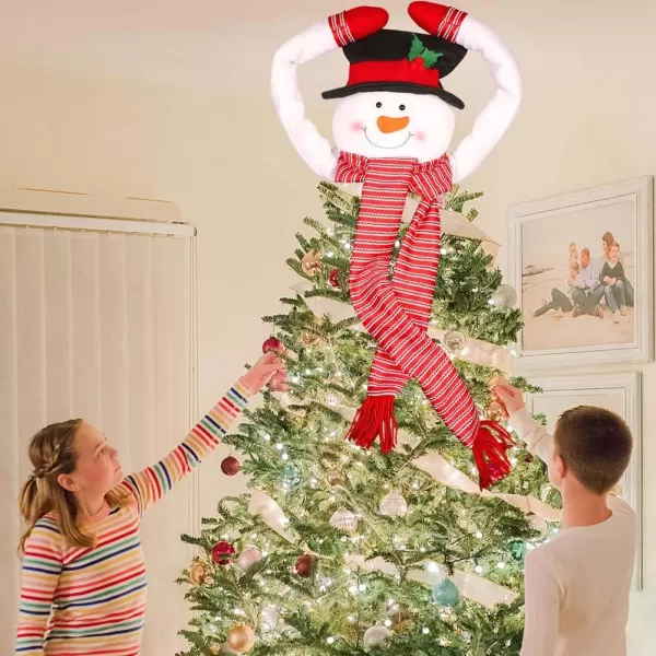 OurWarm Christmas Tree Topper Snowman Hugger with Large Hat Shawl and Poseable Arms Holiday Decorations Winter Wonderland Decoration Xmas Party SuppliesOurWarm Christmas Tree Topper Snowman Hugger with Large Hat Shawl and Poseable Arms Holiday Decorations Winter Wonderland Decoration Xmas Party Supplies