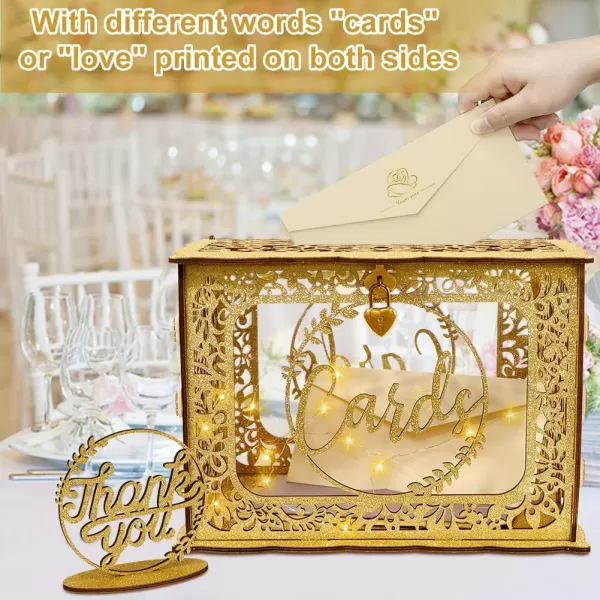 OurWarm Gold Wedding Card Box with Lock and String Light Wood Gift Card Box for Wedding Reception DIY Wedding Envelope Money Card Box for Party Graduation Birthday Baby Shower DecorationsOurWarm Gold Wedding Card Box with Lock and String Light Wood Gift Card Box for Wedding Reception DIY Wedding Envelope Money Card Box for Party Graduation Birthday Baby Shower Decorations