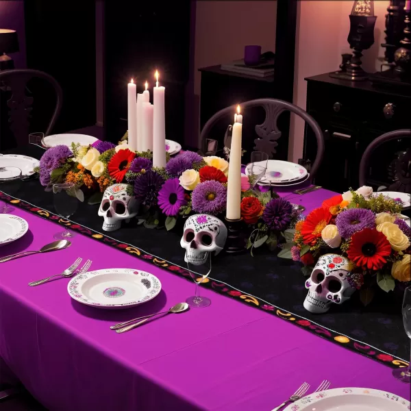 OurWarm Halloween Table Runner 72 inches Long Skeleton Day of Dead Indoor Halloween Decor Skull Flowers Candles Halloween Table Decorations for Kitchen Indoor Outdoor Home PartyOurWarm Halloween Table Runner 72 inches Long Skeleton Day of Dead Indoor Halloween Decor Skull Flowers Candles Halloween Table Decorations for Kitchen Indoor Outdoor Home Party