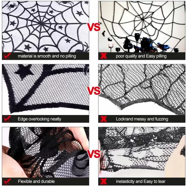 OurWarm Lace Spider Web Table Topper Cloth 40Inch Round Black Halloween Tablecloth for Halloween Table DecorationsOurWarm Lace Spider Web Table Topper Cloth 40Inch Round Black Halloween Tablecloth for Halloween Table Decorations