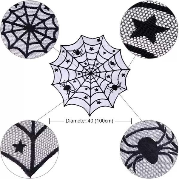 OurWarm Lace Spider Web Table Topper Cloth 40Inch Round Black Halloween Tablecloth for Halloween Table DecorationsOurWarm Lace Spider Web Table Topper Cloth 40Inch Round Black Halloween Tablecloth for Halloween Table Decorations