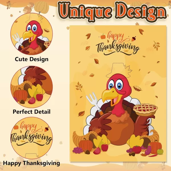 OurWarm Thanksgiving Party Games Kids Pin The Pilgrimage Hat on The Turkey Game Funny Fall Festival Games for Kids Thanksgiving Turkey Pin Game Turkey Party Supplies ActivitiesTurkey 1