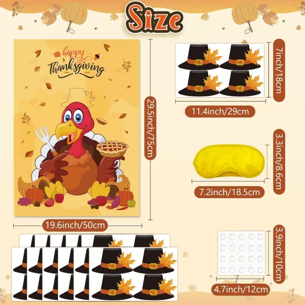 OurWarm Thanksgiving Party Games Kids Pin The Pilgrimage Hat on The Turkey Game Funny Fall Festival Games for Kids Thanksgiving Turkey Pin Game Turkey Party Supplies ActivitiesTurkey 1