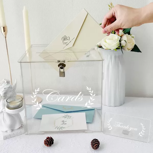 OurWarm Wedding Card Box for Wedding Reception Clear Card Boxes with Lock Gift Card Box Money Box Holder For Reception Anniversary Shower Rustic Wedding Decorations Birthday GraduationCLEAR Acrylic