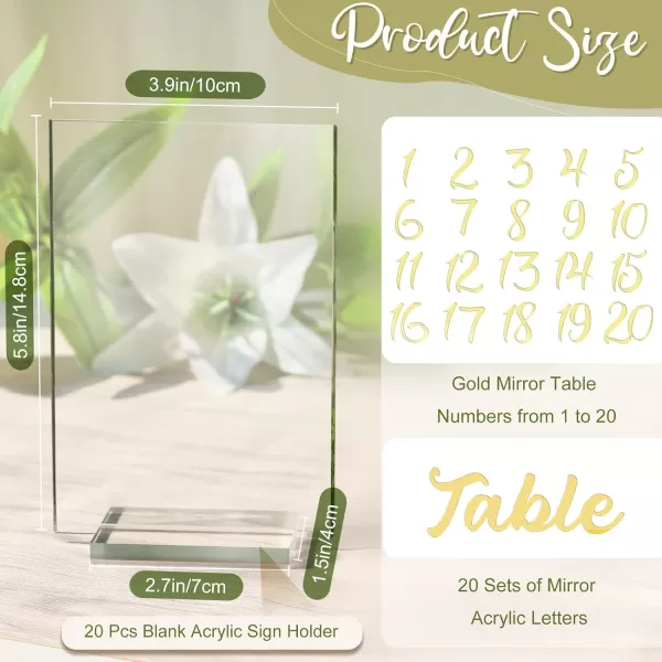 OurWarm White Rose Acrylic Wedding Table Numbers 120 4x6 Inch Printed Calligraphy Table Number with Stands Clear Table Number Signs and Holders Perfect for Wedding Reception Anniversary EventGold MirrorClear Acrylic