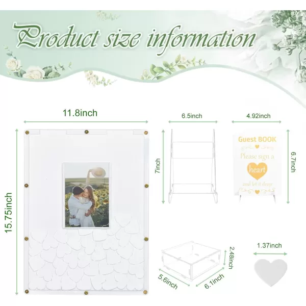 OurWarm White Wedding Guest Book Alternative Guest Book Wedding Reception Acrylic Guest Book Signs for Wedding Decor with 100 Hearts Baby Shower Rustic Wedding Decorations for Ceremony Outside118 x1575 inches