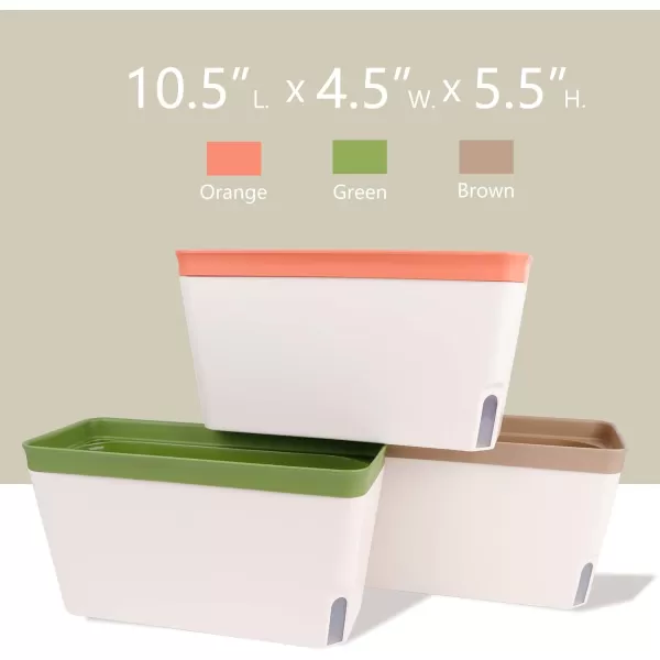 OurWarm Windowsill Herb Planter Box Set of 3 Self Watering Plant Pots 105 Inch Rectangular Planter Pots Decorative Garden Flower Pots for Indoor Plants Herbs Vegetables Flowers 3 ColorsOurWarm Windowsill Herb Planter Box Set of 3 Self Watering Plant Pots 105 Inch Rectangular Planter Pots Decorative Garden Flower Pots for Indoor Plants Herbs Vegetables Flowers 3 Colors