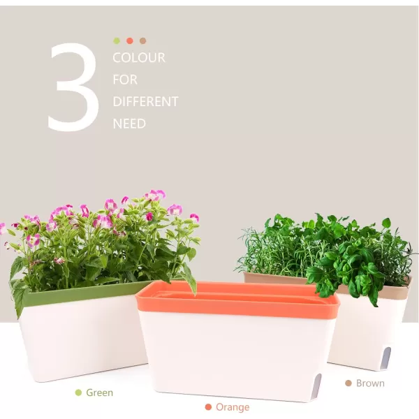 OurWarm Windowsill Herb Planter Box Set of 3 Self Watering Plant Pots 105 Inch Rectangular Planter Pots Decorative Garden Flower Pots for Indoor Plants Herbs Vegetables Flowers 3 ColorsOurWarm Windowsill Herb Planter Box Set of 3 Self Watering Plant Pots 105 Inch Rectangular Planter Pots Decorative Garden Flower Pots for Indoor Plants Herbs Vegetables Flowers 3 Colors