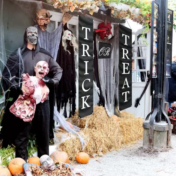 PartyTalk 3pcs Trick or Treat Halloween Banner Outdoor Halloween Hanging Sign for Home Office Porch Front Door Indoor amp Outdoor Halloween Decorations Waterproof Sun amp Wind ResistantPartyTalk 3pcs Trick or Treat Halloween Banner Outdoor Halloween Hanging Sign for Home Office Porch Front Door Indoor amp Outdoor Halloween Decorations Waterproof Sun amp Wind Resistant