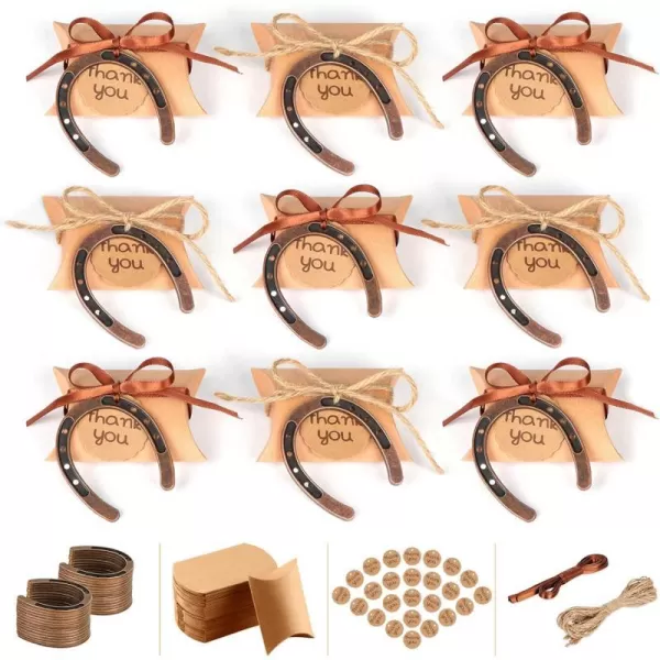 OurWarm 10pcs Good Lucky Horseshoe Wedding Favors with Kraft Tags Rustic Horseshoe Gifts for Vintage Wedding Party Decorations20 Count Pack of 1