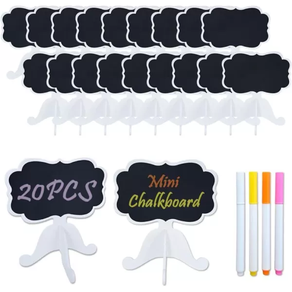 OurWarm 20 Pack Mini Chalkboard Signs for Food Small Wood Chalkboard Labels with Easel Stand for Wedding Signs Food Signs Message Board Place CardsDoublesided