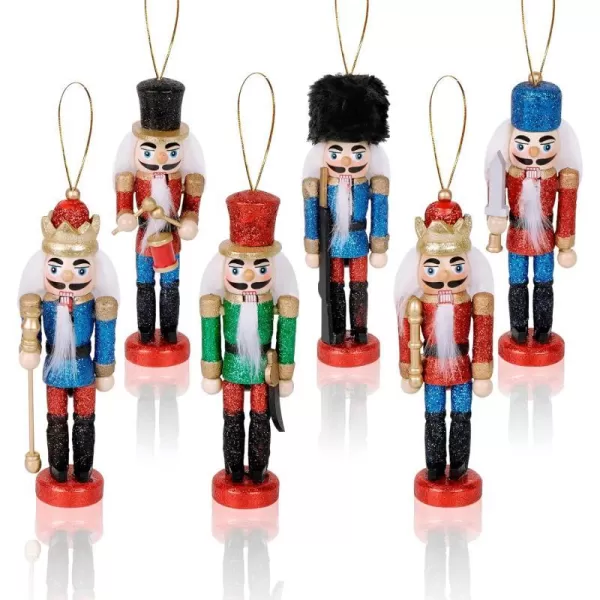 OurWarm 6pcs Glittery Nutcrackers Ornaments Nutcracker Figures with Opening Mouths Christmas Decorations for Xmas Tree Table DecorOurWarm 6pcs Glittery Nutcrackers Ornaments Nutcracker Figures with Opening Mouths Christmas Decorations for Xmas Tree Table Decor