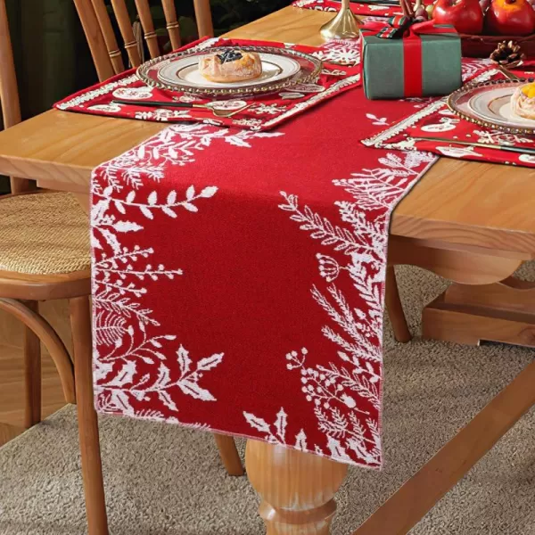 OurWarm Blue Snowflake Christmas Table Runner Holiday Christmas Table Runners 72 inches Long Christmas Runner for Table Dining Kitchen Blue Christmas DecorationsRed and White