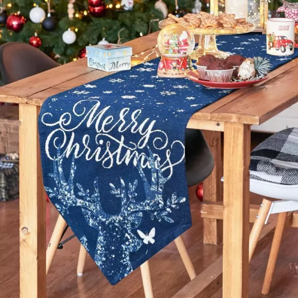 OurWarm Blue Snowflake Christmas Table Runner Holiday Christmas Table Runners 72 inches Long Christmas Runner for Table Dining Kitchen Blue Christmas DecorationsBlue