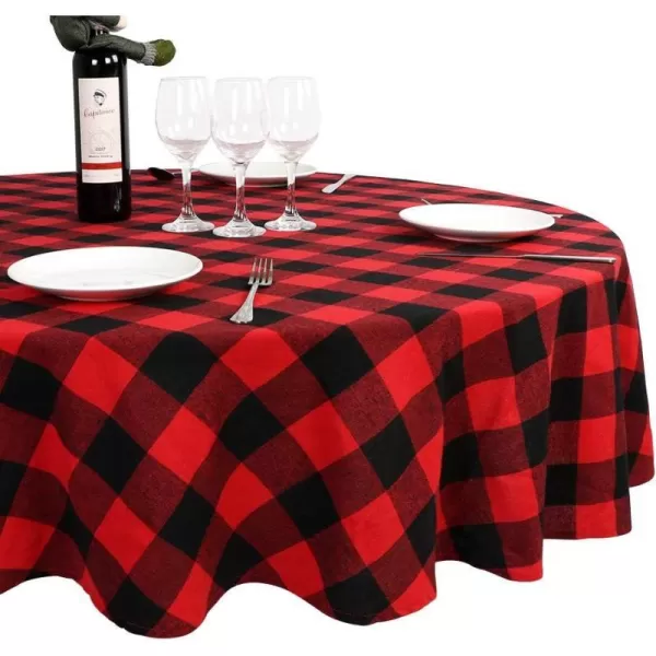 OurWarm Christmas Tablecloth Round Buffalo Plaid Tablecloth 70 x 70 Inches with 100 Cotton Waterproof Red and Black Checkered Tablecloth for Christmas Table DecorOurWarm Christmas Tablecloth Round Buffalo Plaid Tablecloth 70 x 70 Inches with 100 Cotton Waterproof Red and Black Checkered Tablecloth for Christmas Table Decor