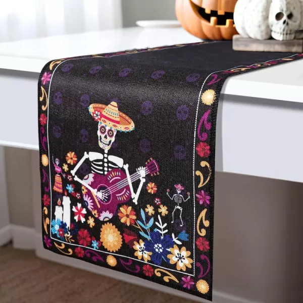 OurWarm Halloween Table Runner 72 inches Long Skeleton Day of Dead Indoor Halloween Decor Skull Flowers Candles Halloween Table Decorations for Kitchen Indoor Outdoor Home PartyOurWarm Halloween Table Runner 72 inches Long Skeleton Day of Dead Indoor Halloween Decor Skull Flowers Candles Halloween Table Decorations for Kitchen Indoor Outdoor Home Party