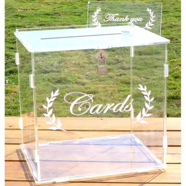 OurWarm Wedding Card Box for Wedding Reception Clear Card Boxes with Lock Gift Card Box Money Box Holder For Reception Anniversary Shower Rustic Wedding Decorations Birthday GraduationCLEAR Acrylic