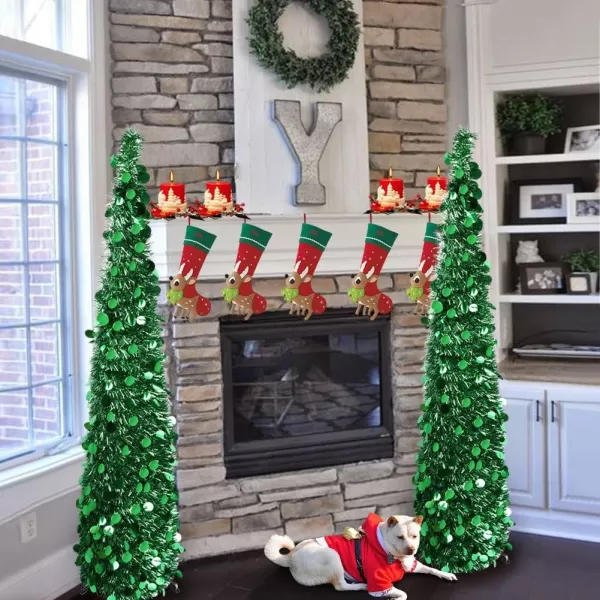 Aytai 5ft Collapsible Christmas Tree Green Tinsel Coastal Christmas Tree for Holiday DecorationsAytai 5ft Collapsible Christmas Tree Green Tinsel Coastal Christmas Tree for Holiday Decorations